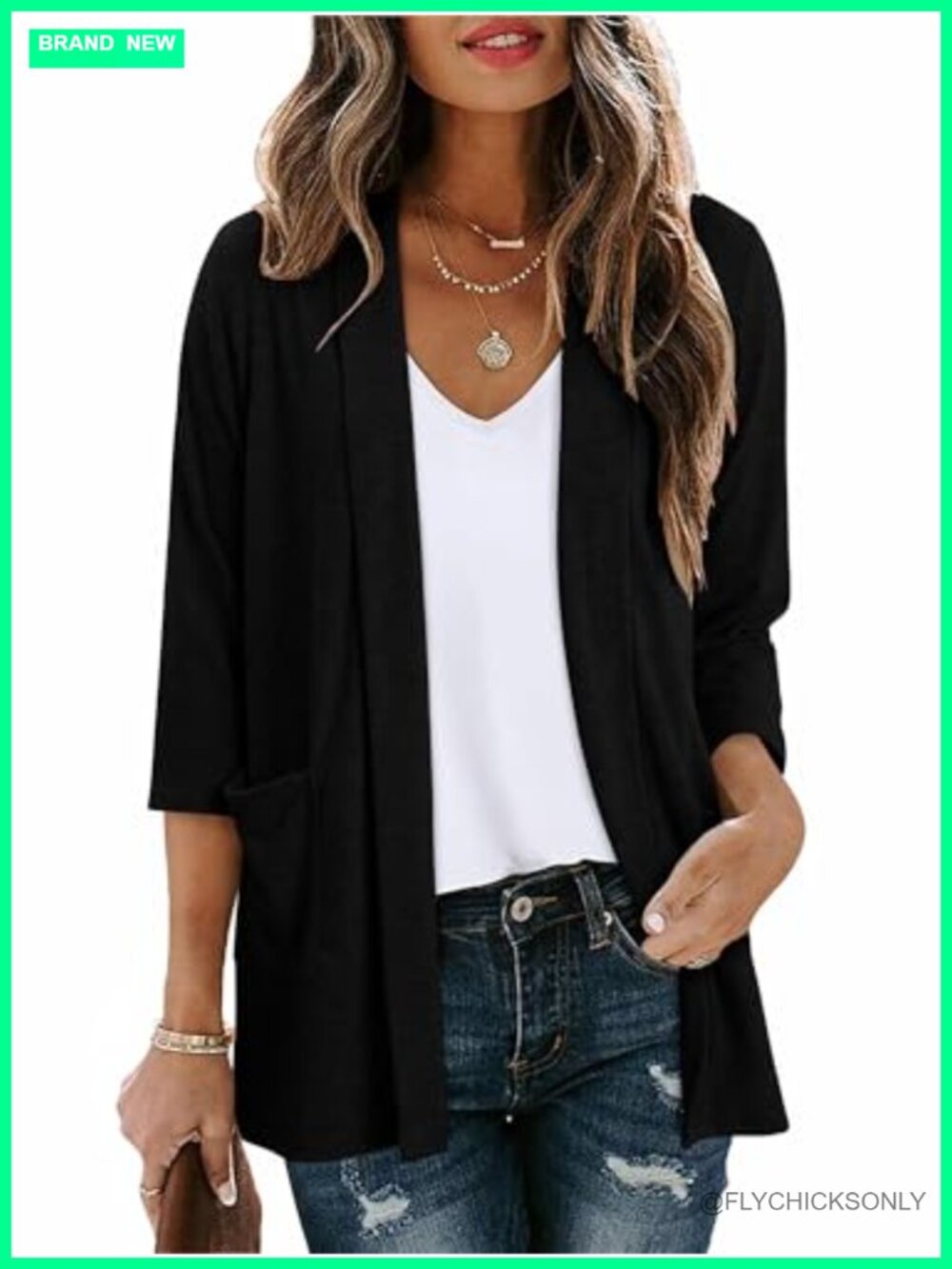 Women's Short Sleeve Lightweight Knit Cardigan Loose Fit with Pockets